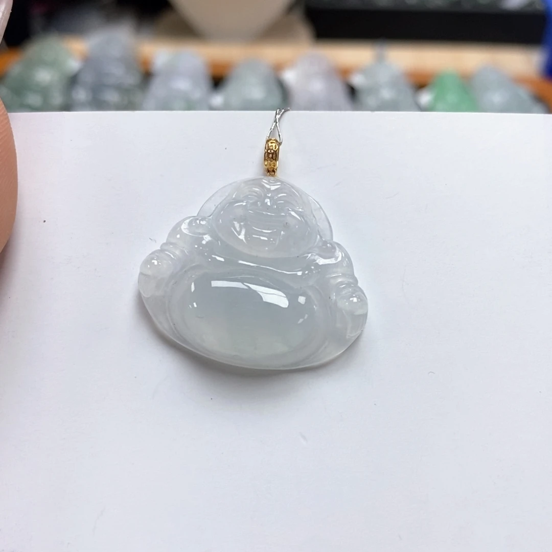 翡翠颈饰18K金镶嵌佛公