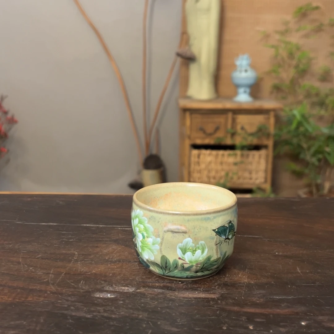杯柴烧手工手绘陶瓷