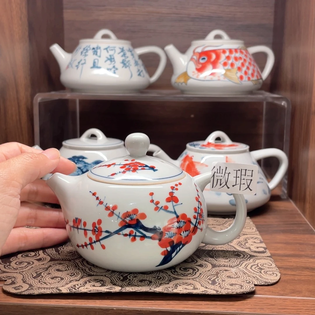 釉下手绘茶具微瑕