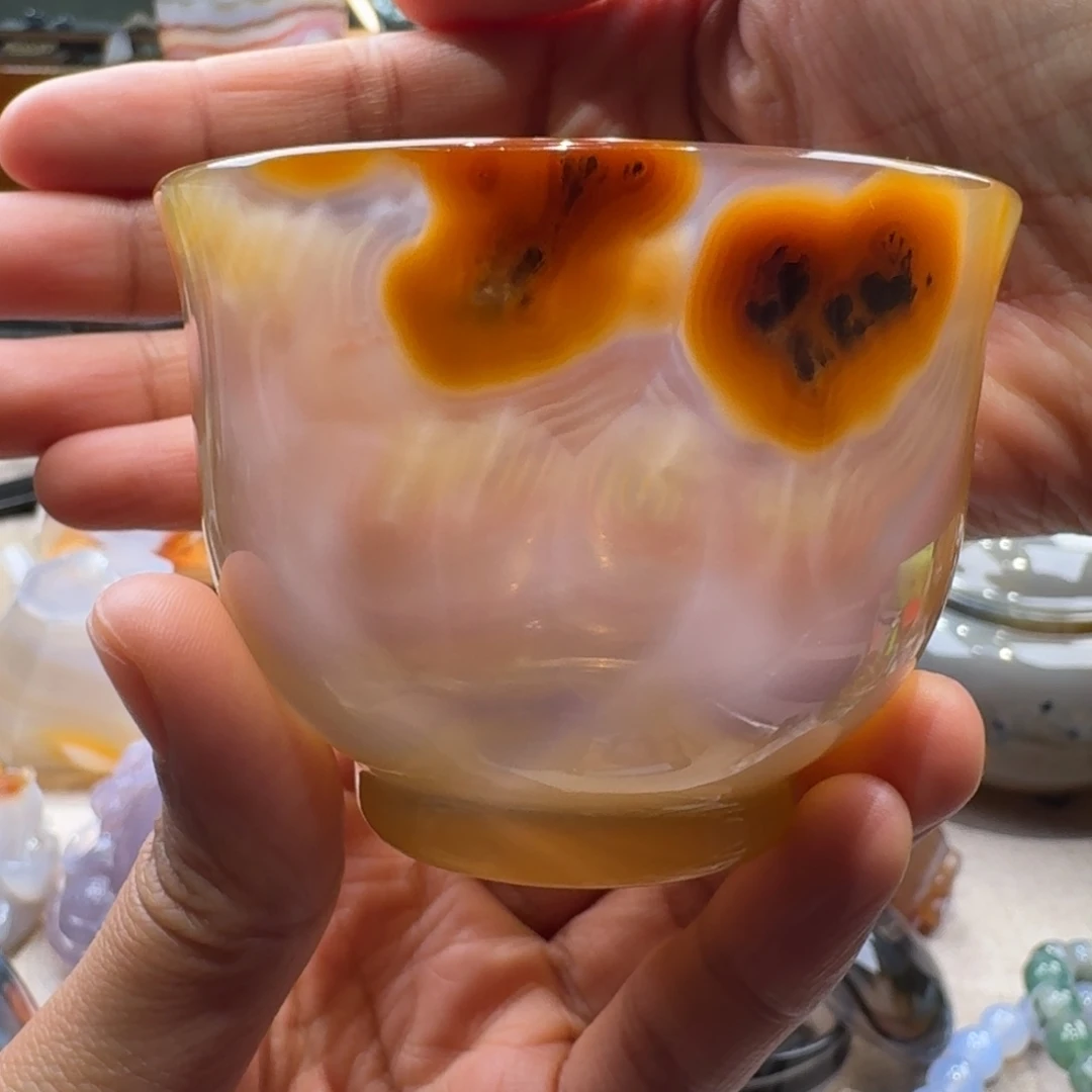 蓝***图玛瑙/玉髓未镶嵌玛瑙茶杯