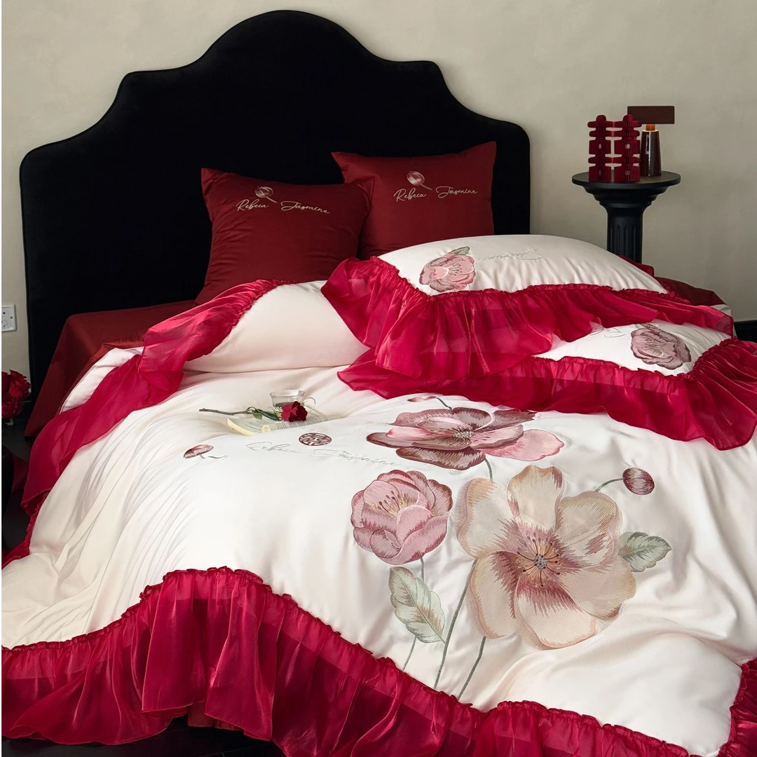 孔龙 法妮娅 新中式婚庆简约新疆长绒棉舒适柔软轻奢 纯棉四件套