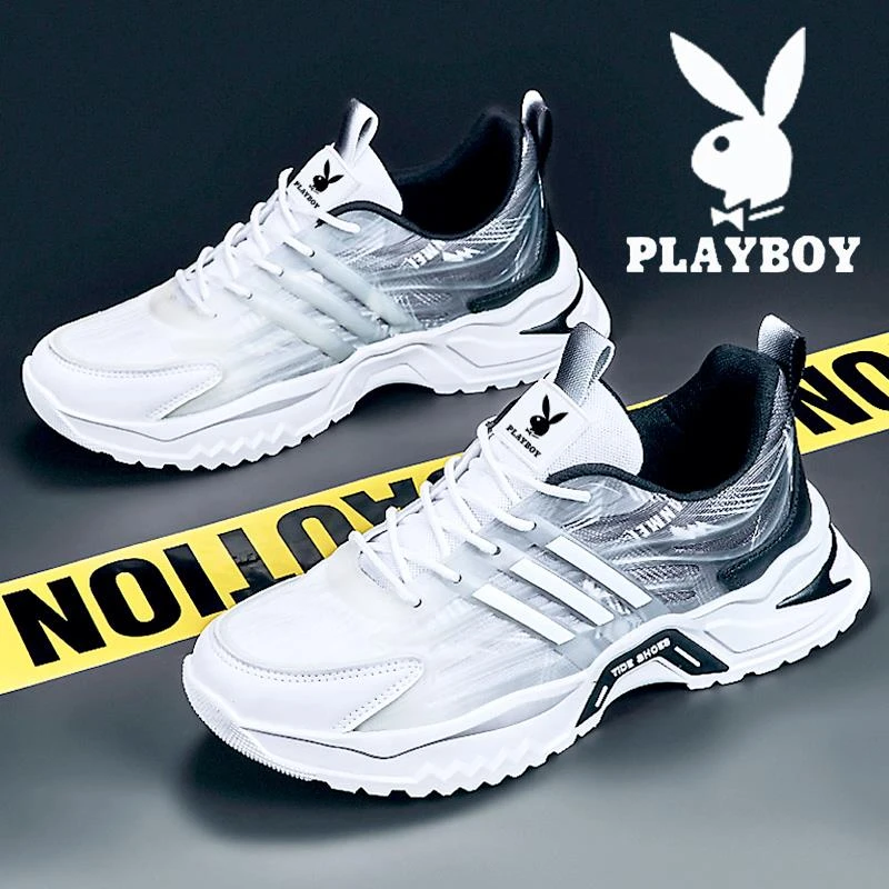 花花公子男鞋冬季新款百搭网面透气休闲运动跑步鞋厚底老爹鞋男