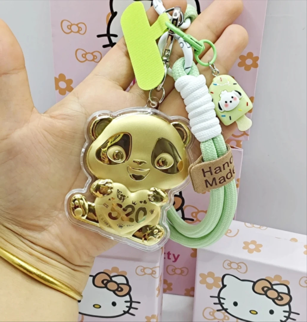 【水贝黄金】黄金999熊猫20mg手机链车挂包挂钥匙扣特色礼物