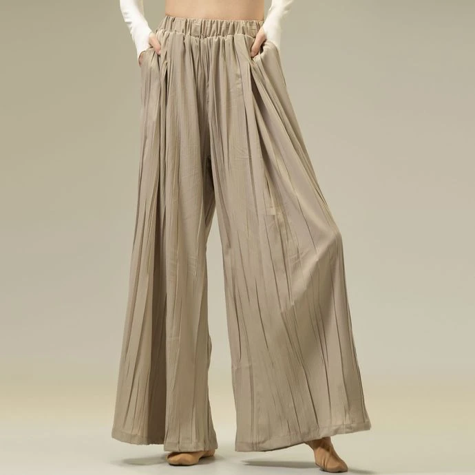 现代舞练功服秋冬阔腿裤子中国古典舞蹈形体女舞蹈裤褶皱练功裤