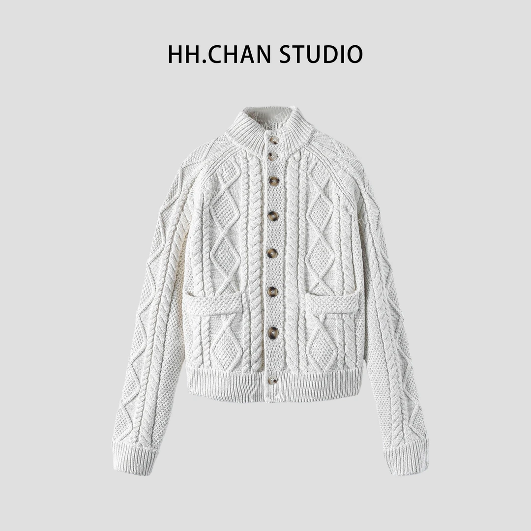 HH.CHAN“浪漫绅士”100%棉秋季典雅老钱极简风毛衣开衫HH53G37033