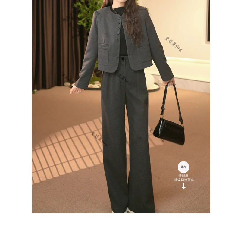 3WR 0390 小香风羽绒外套2024秋冬新款穿搭轻奢外套阔腿裤两件套