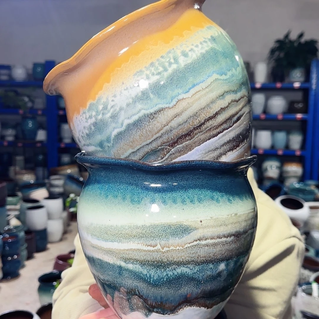 紫砂花盆高18口20