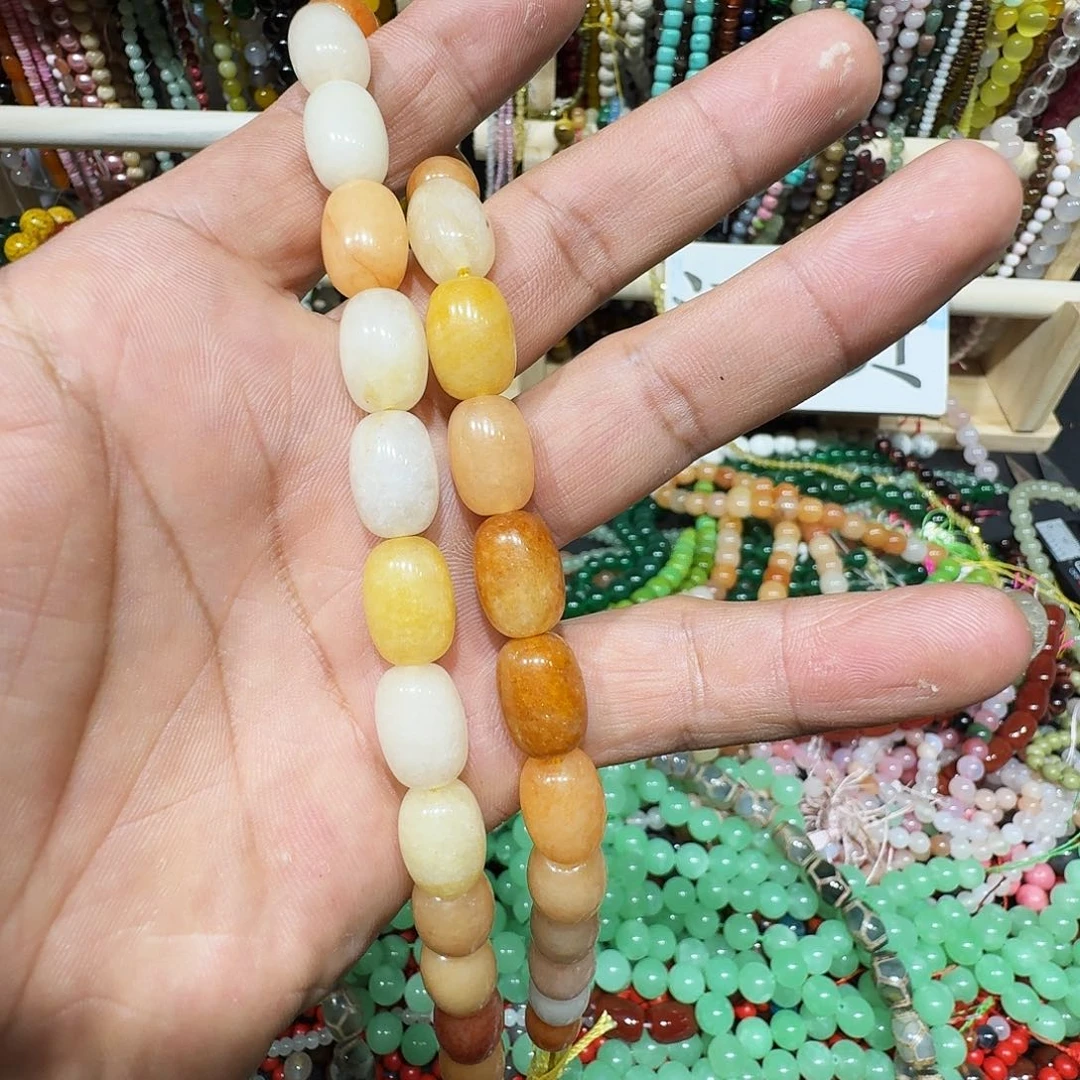 梦***月玛瑙/玉髓未镶嵌珠宝半成品金丝玉10x14mm一条