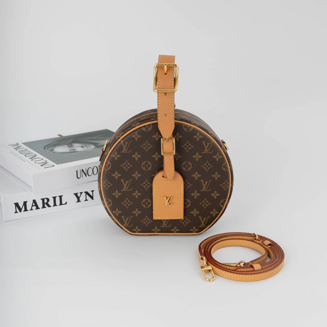 95新 LV 98新 LV 路易威登 经典老花硬圆饼包单肩斜挎包 中号