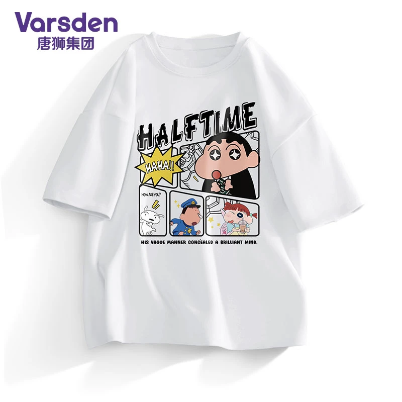 唐狮集团Varsdent恤短袖男夏季蜡笔小新动漫潮牌重磅纯棉宽松半袖