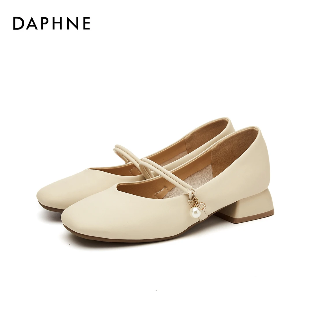 达芙妮正品真皮软面女鞋夏季新款软底玛丽珍女鞋优雅气质浅口单鞋