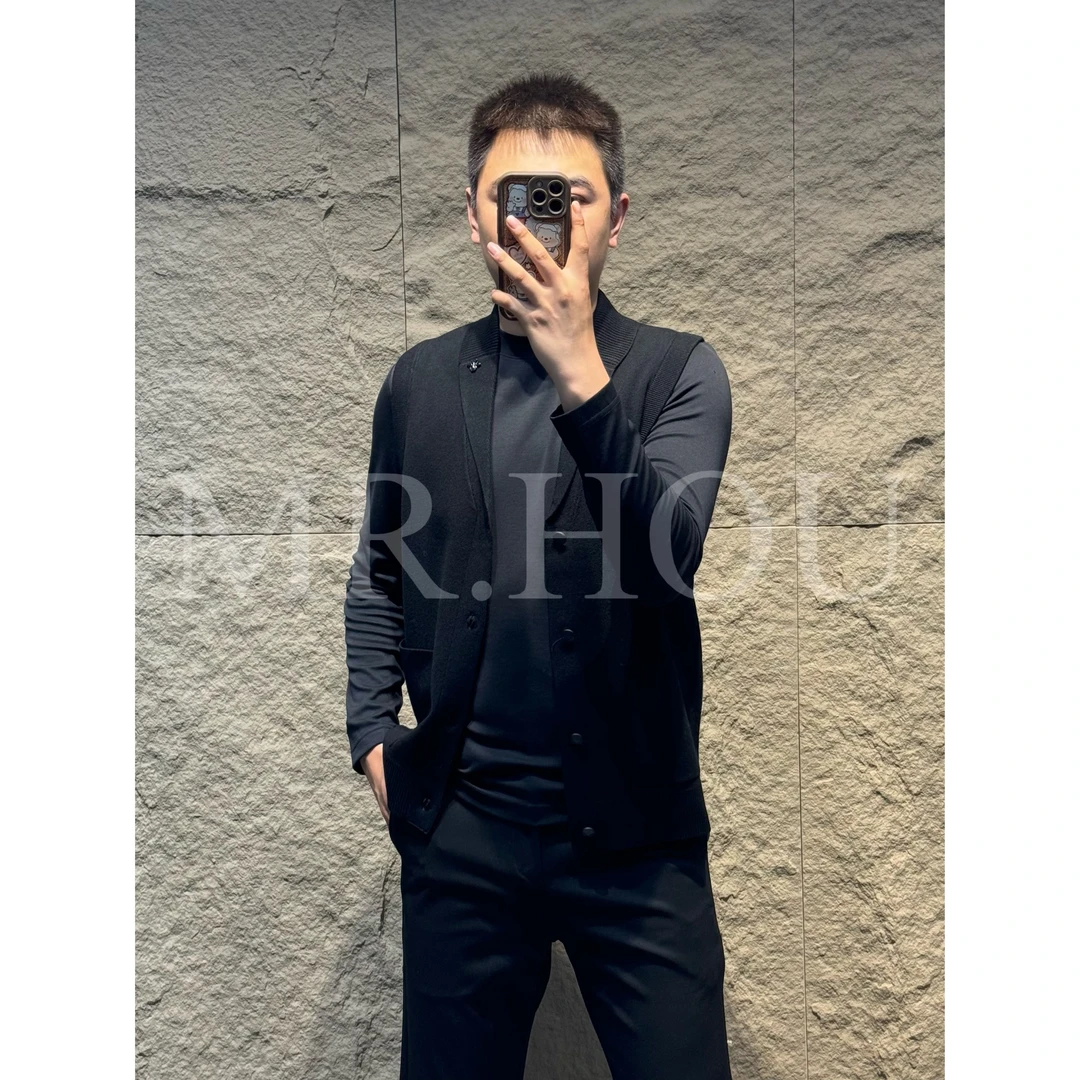 【XJ】 8611 “青果领”天丝羊毛混纺秋季针织马甲时尚大气简约