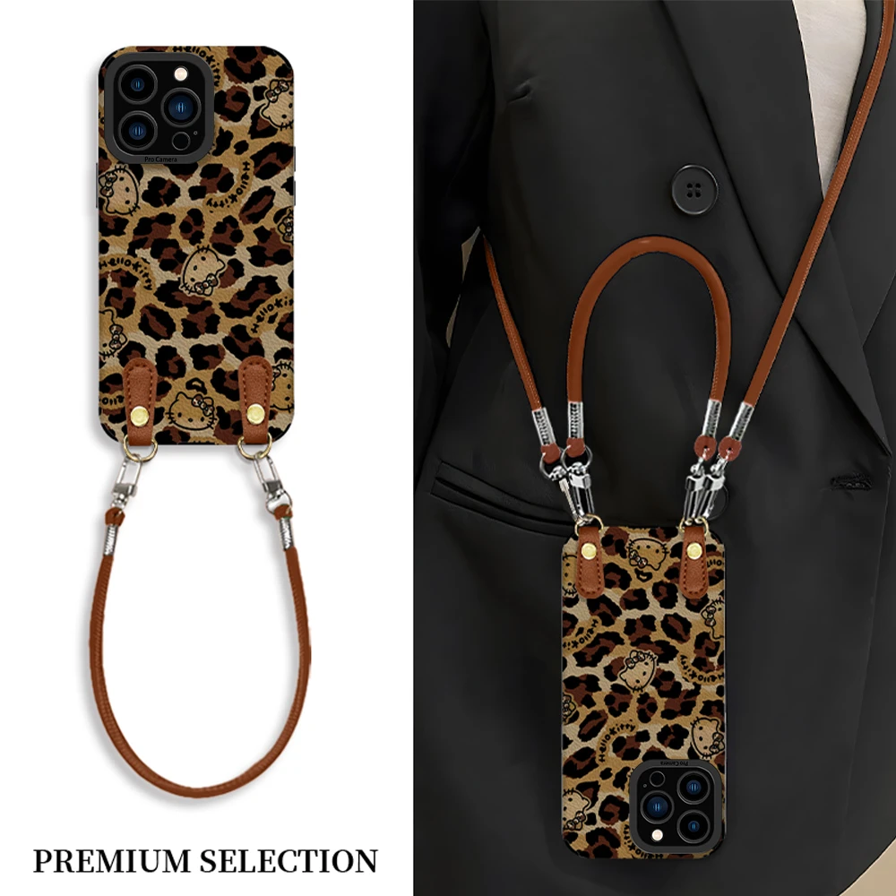 棕色豹纹kt猫适用VIVO苹果16荣耀OPPO华为P70小米手机壳ZX00498