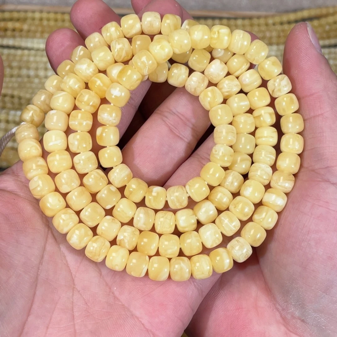 蜜蜡裸石未镶嵌蜜蜡佛珠8mm