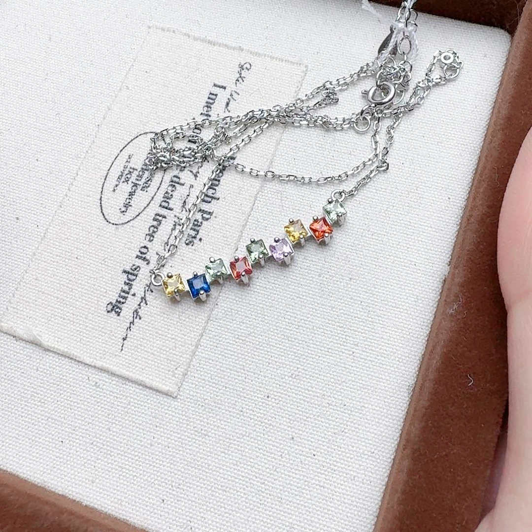 蓝宝石颈饰银S925镶嵌