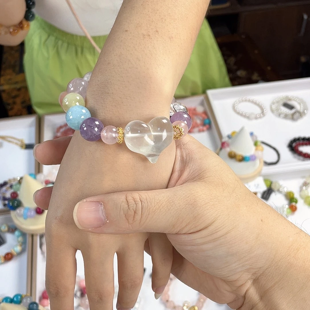 水晶手链银S925镀金镶嵌