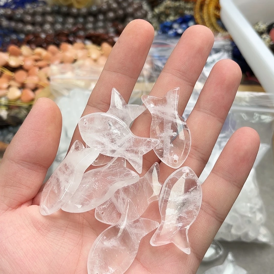 未镶嵌玛瑙/玉髓珠宝半成品20×40白水鱼2颗