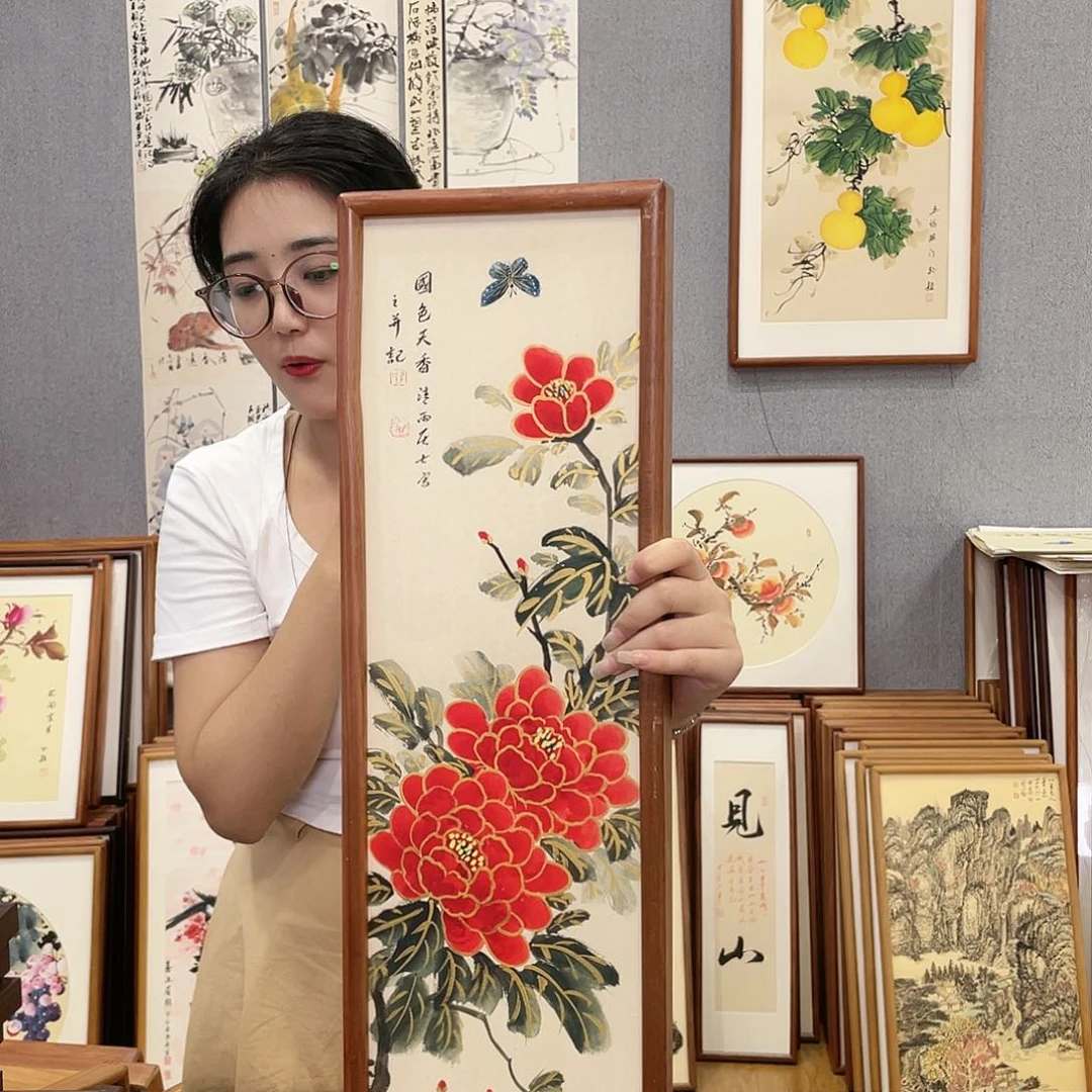 书法手绘带框尺寸:20*70