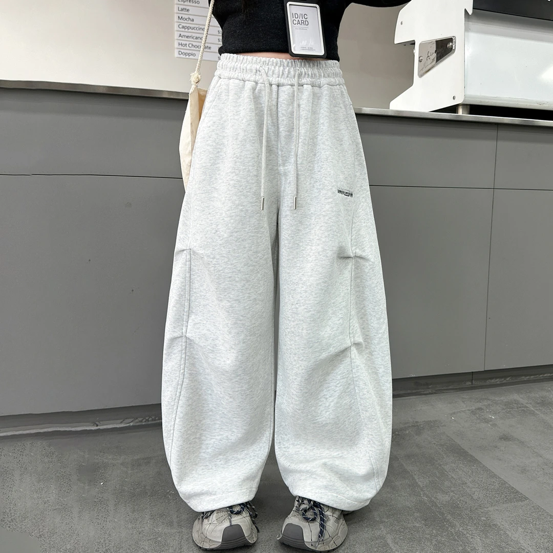 儿童秋装2025新款大女童装灰色裤子春秋款运动卫裤秋季阔腿直筒裤