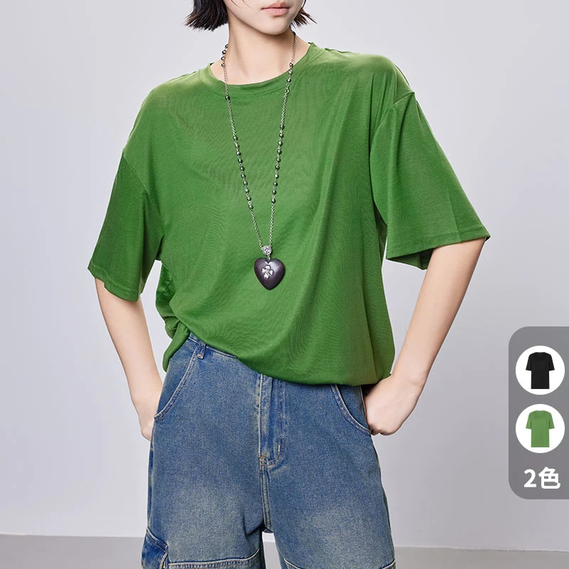 美洋MEIYANG【现货】滑溜溜T恤 果冻肤感！莱赛尔圆领短袖-周二