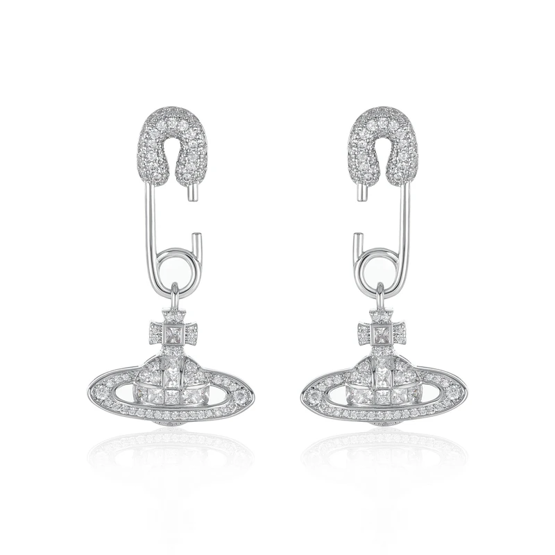 铜合金锆石耳饰 星球被针气质优雅耳钉 4264