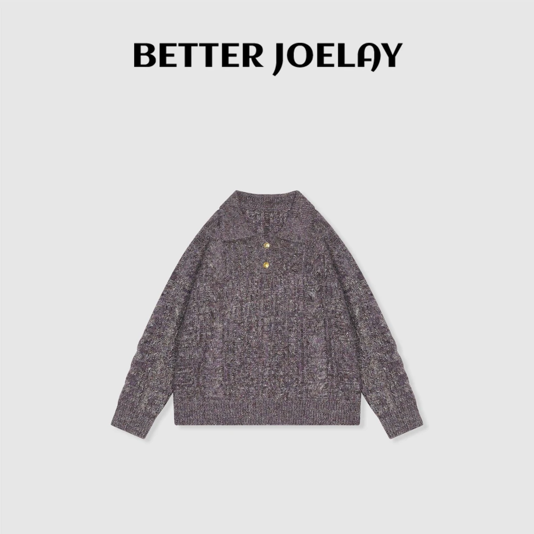 BETTER JOELAY-【朦胧紫系】羊毛针织套头毛衣个性慵懒LL6231