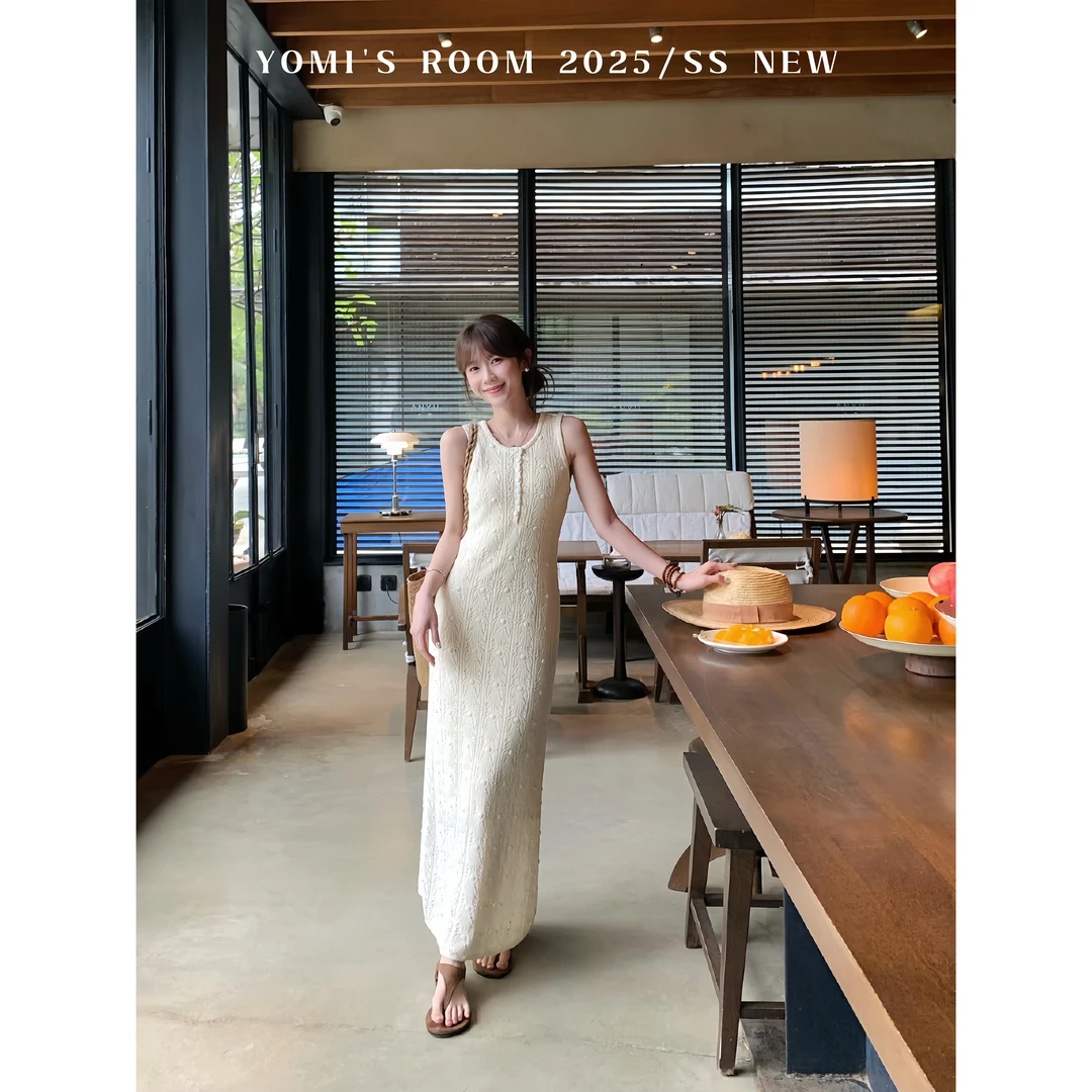 【现货】YOMI小个子定制【邂逅优雅】设计感小众长款无袖连衣裙女春季