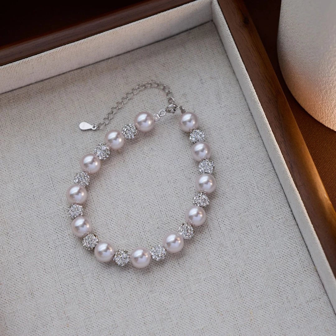 余沫儿 925银手链 曼塔玫瑰紫珠爆闪珠珠银饰手链气质显白百搭