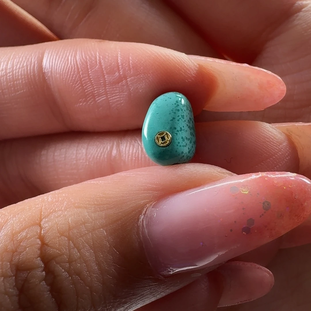 绿松石未镶嵌吊坠(不含链)糖豆随形