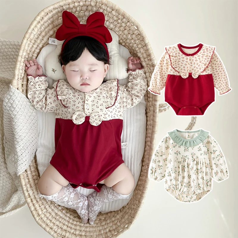 新生儿衣服宝宝连体衣春秋长袖婴儿包屁衣公主哈衣网红婴儿外出服