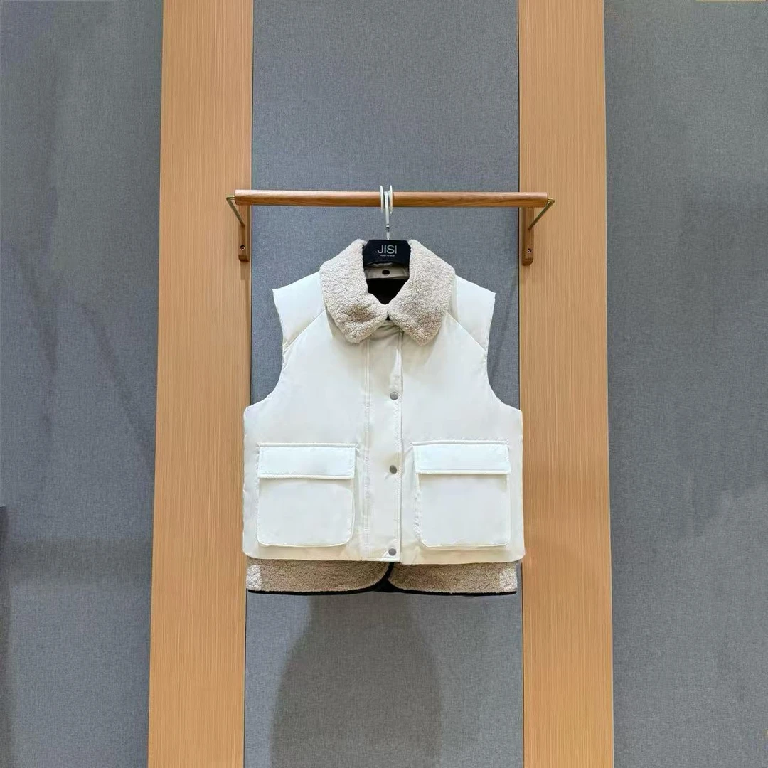 JISI  拼接羽绒马甲羊羔毛两件套-YR25903A