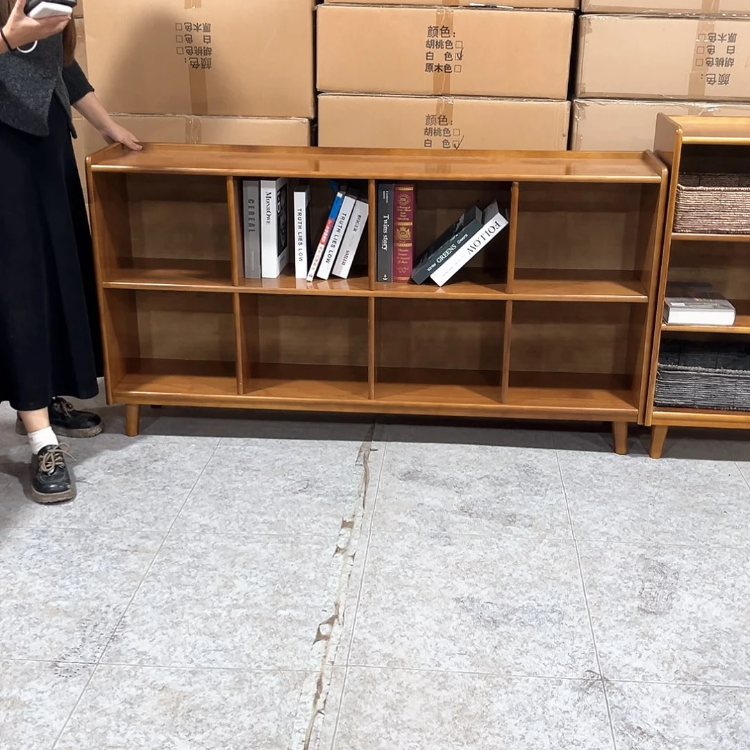 松木新款书柜1.5米八格胡桃色散发