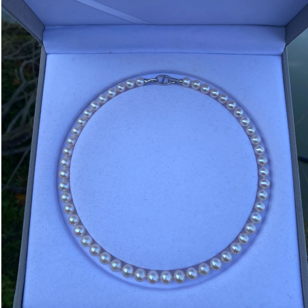 【无核粉曼塔】淡水珍珠曼塔色8-9mmS925银猪鼻子扣时尚百搭款