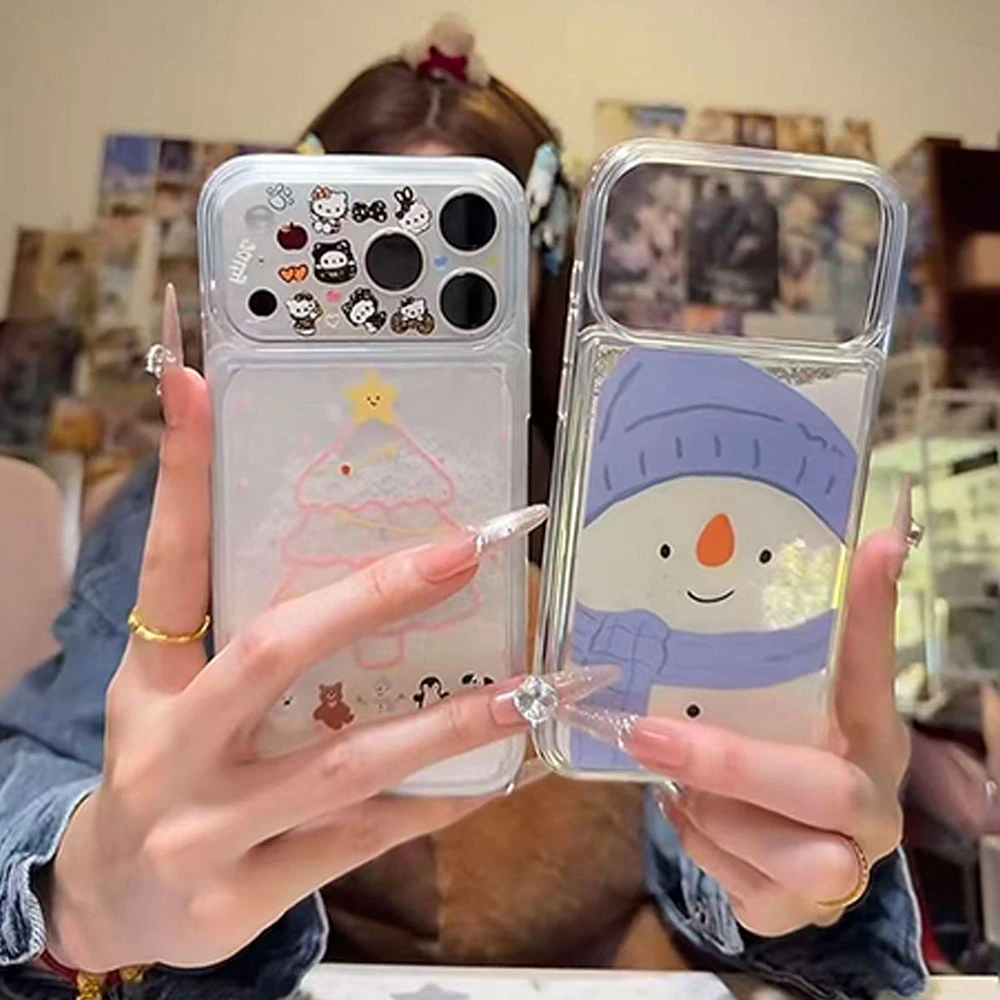 闪度侠圣诞树雪人流沙壳适用苹果17promax手机壳华为vivo小米oppo