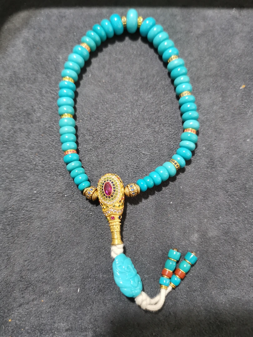 文玩绿松石手持串