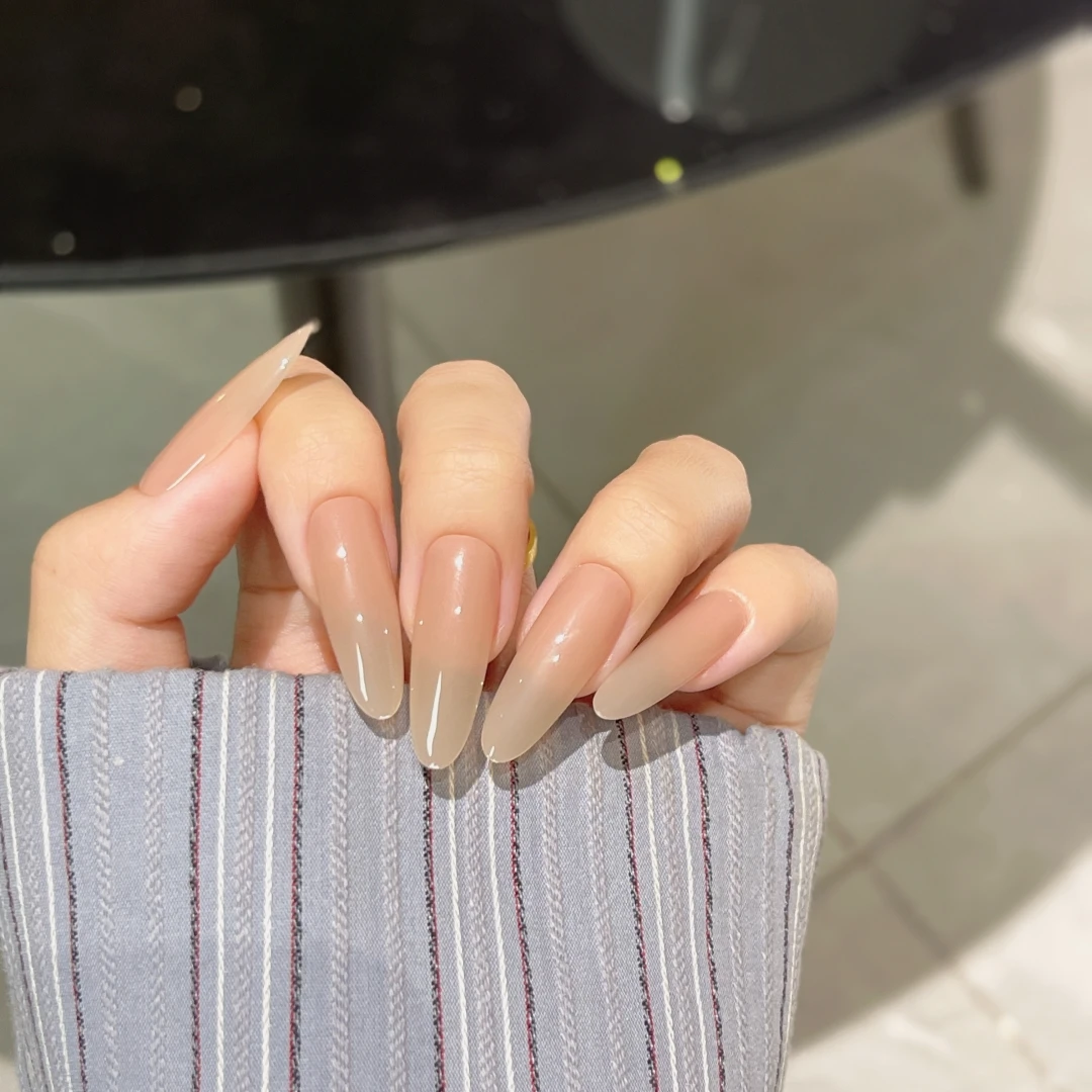 【素肌】长中短手工穿戴甲带钻爆闪高级感显白轻奢美甲指甲贴片