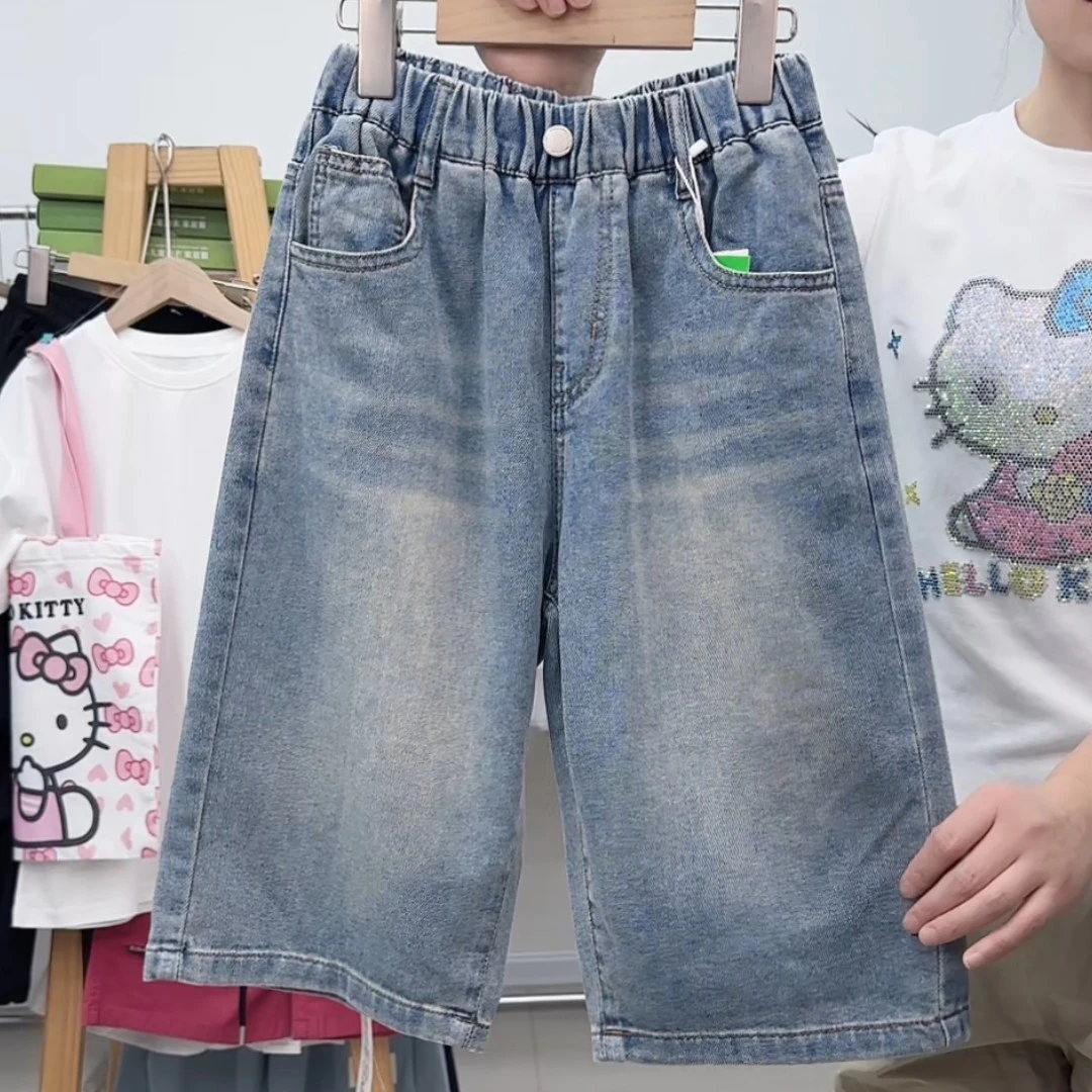 男童夏季牛仔中裤9-18岁男孩子夏季牛仔五分裤58126 帅气百搭休闲