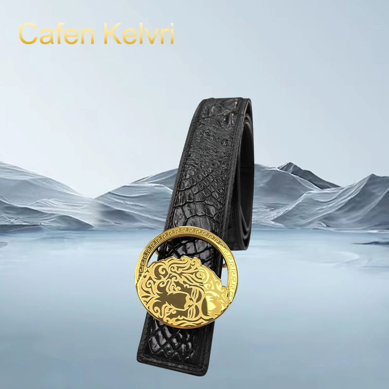 男士高档时尚鳄鱼皮皮带男双面真皮轻奢商务百搭经典爆款打孔腰带