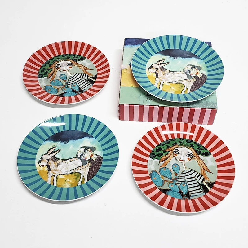 【1盒4盘】摩瑟家居【南非Olivia点心盘4只】HAZC花瓶摆件玻璃