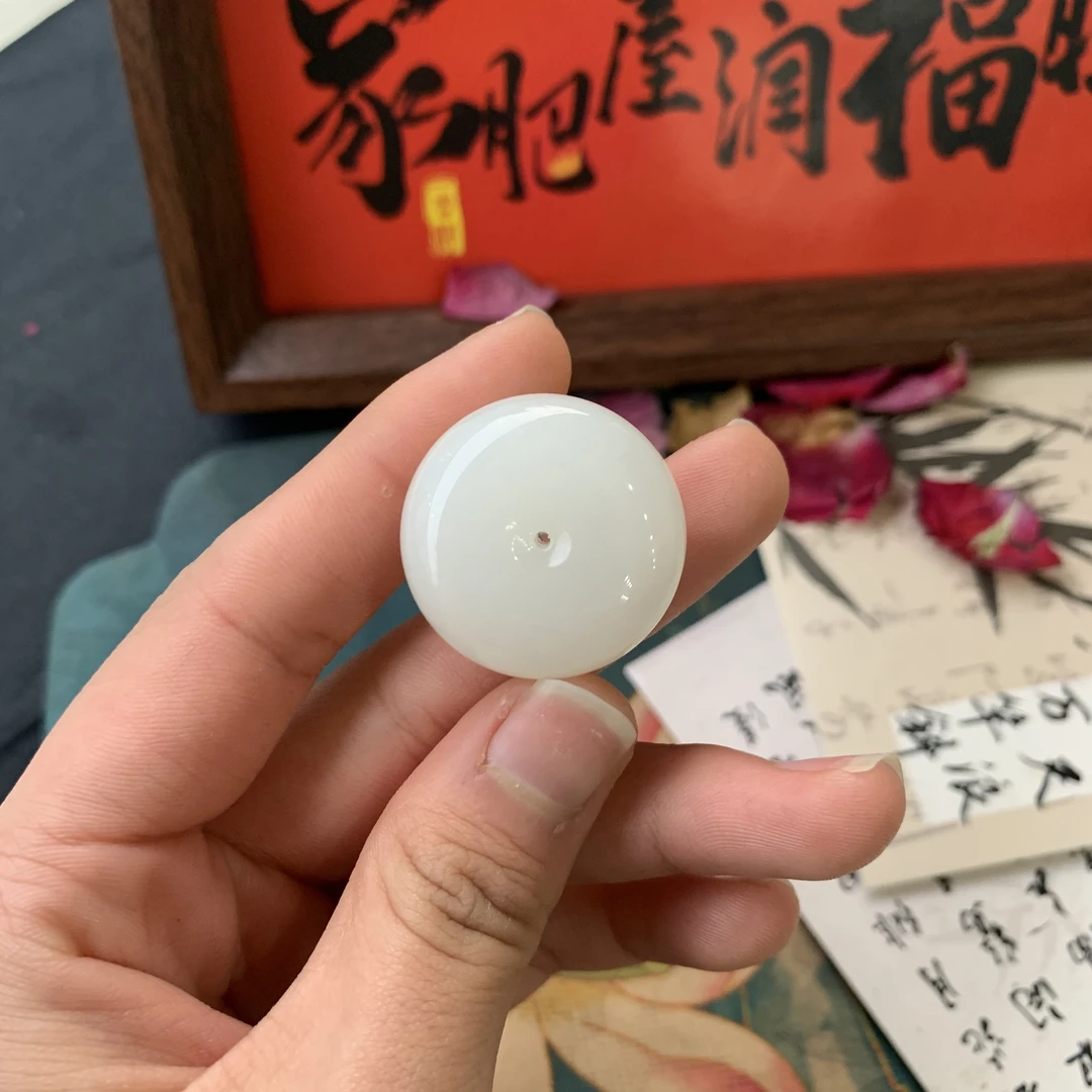 和田玉白玉平安扣  男女同款吊坠