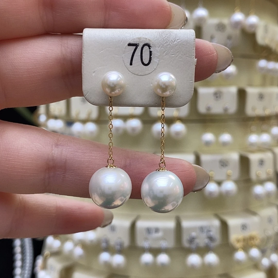 淡水珍珠耳饰18K金镶嵌
