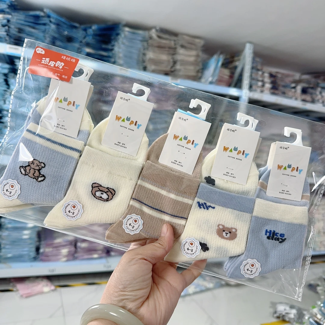 儿童中腰网眼春夏款透气亲肤卡通棉袜