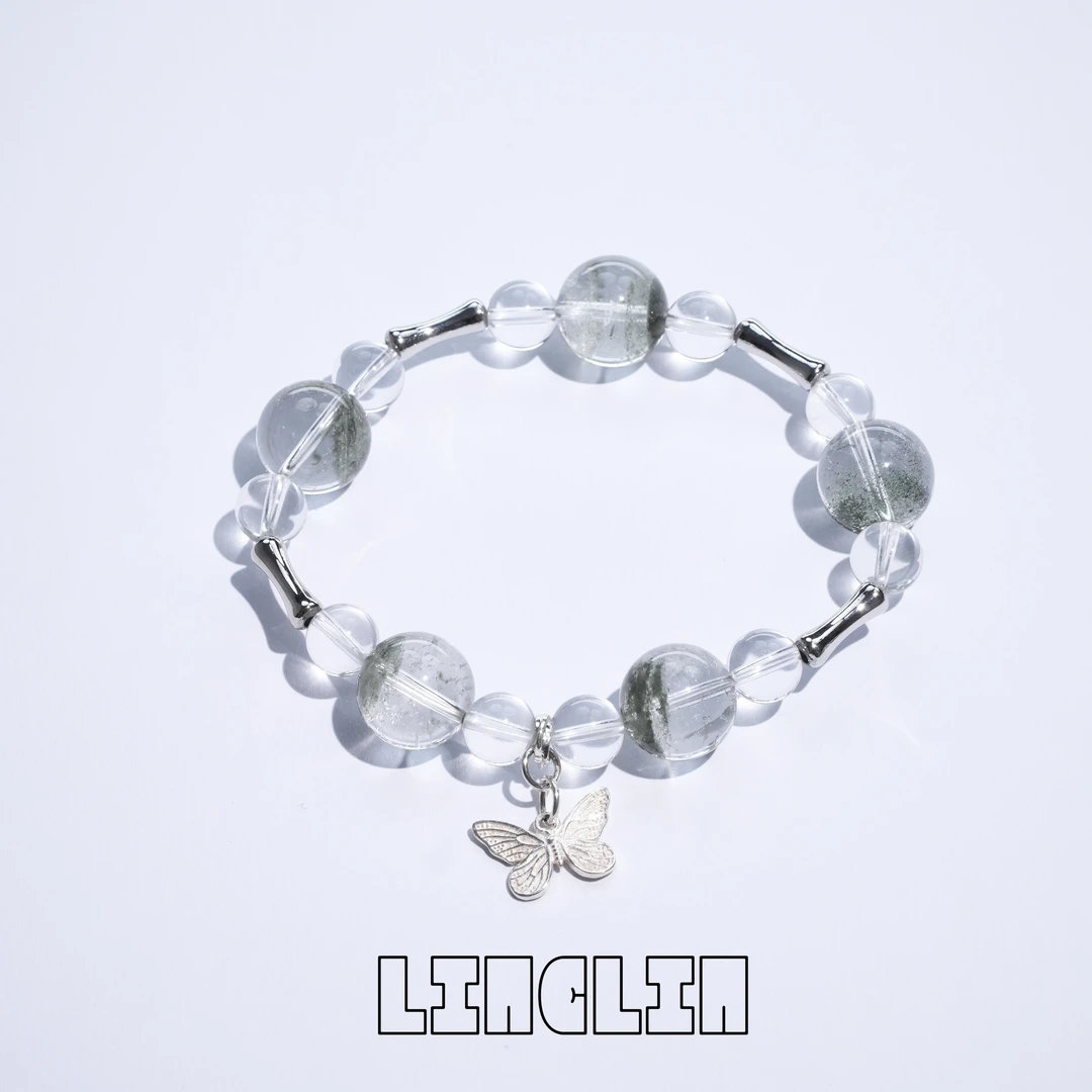 【平步青云】 天然绿幽灵13咪白水晶925银蝴蝶 多样性发其一 X17L