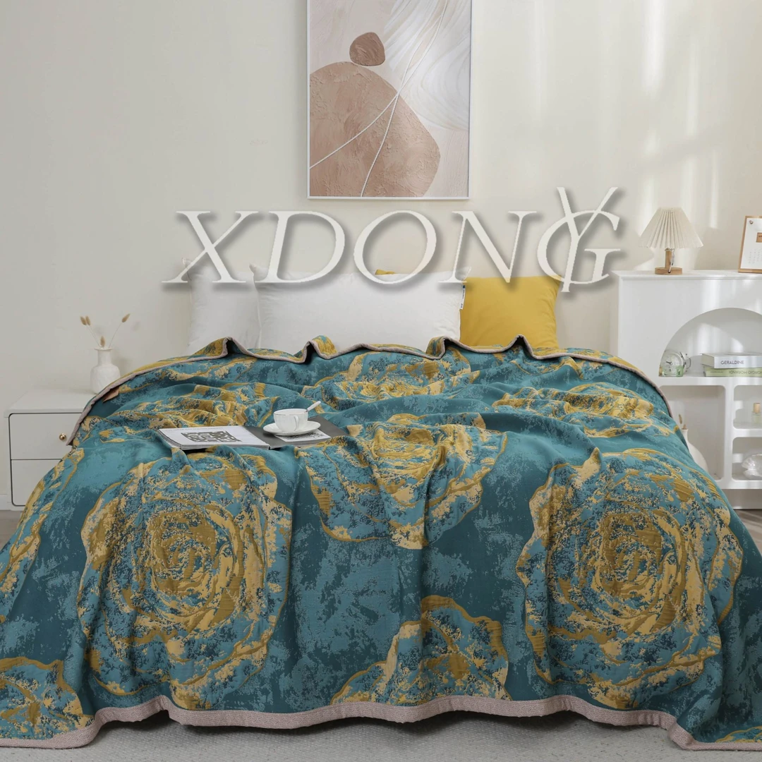 XDONGY（冬云家纺）高端230*250私人定制轻奢 伊洛花绿色理疗毯床盖