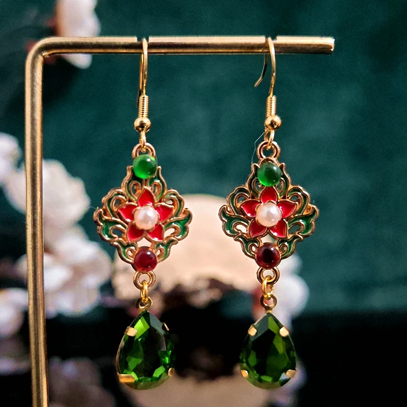 多吉米翠韵繁花复古新中式原创高级感耳环无耳洞耳夹耳饰配汉服