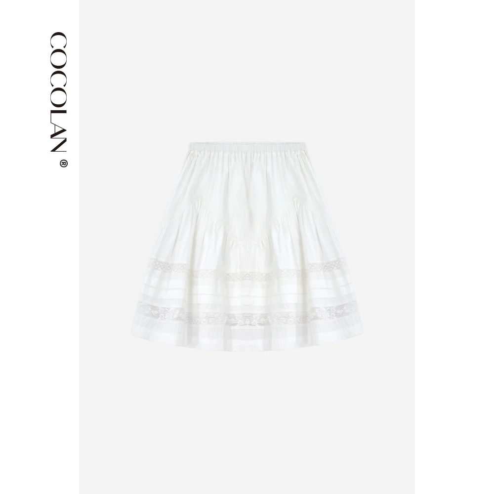 COCOLAN【洋桔梗】春季短款蕾丝花边拼接半裙Q51BQ212