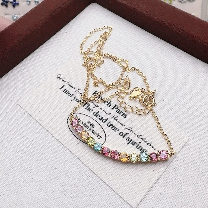 碧玺颈饰银S925镶嵌吊坠