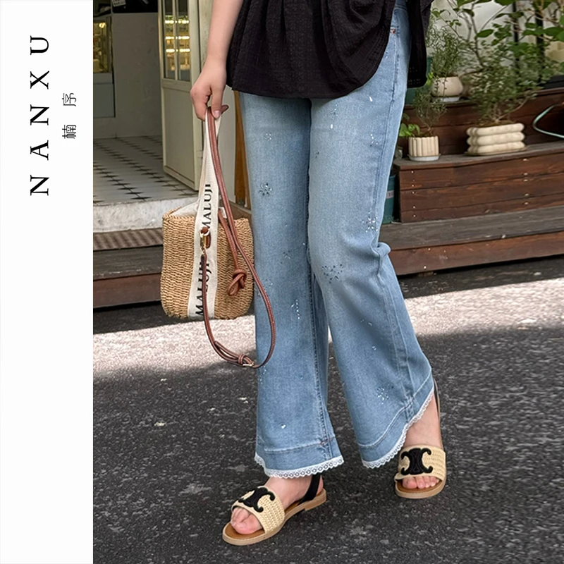 楠序源子微胖女装 服装女裤子女款夏季女士牛仔裤胖mm显瘦YZ36338