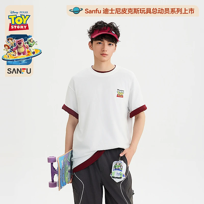 SANFU/三福【玩具总动员联名】夏季男士全家福印花重磅短T恤523798