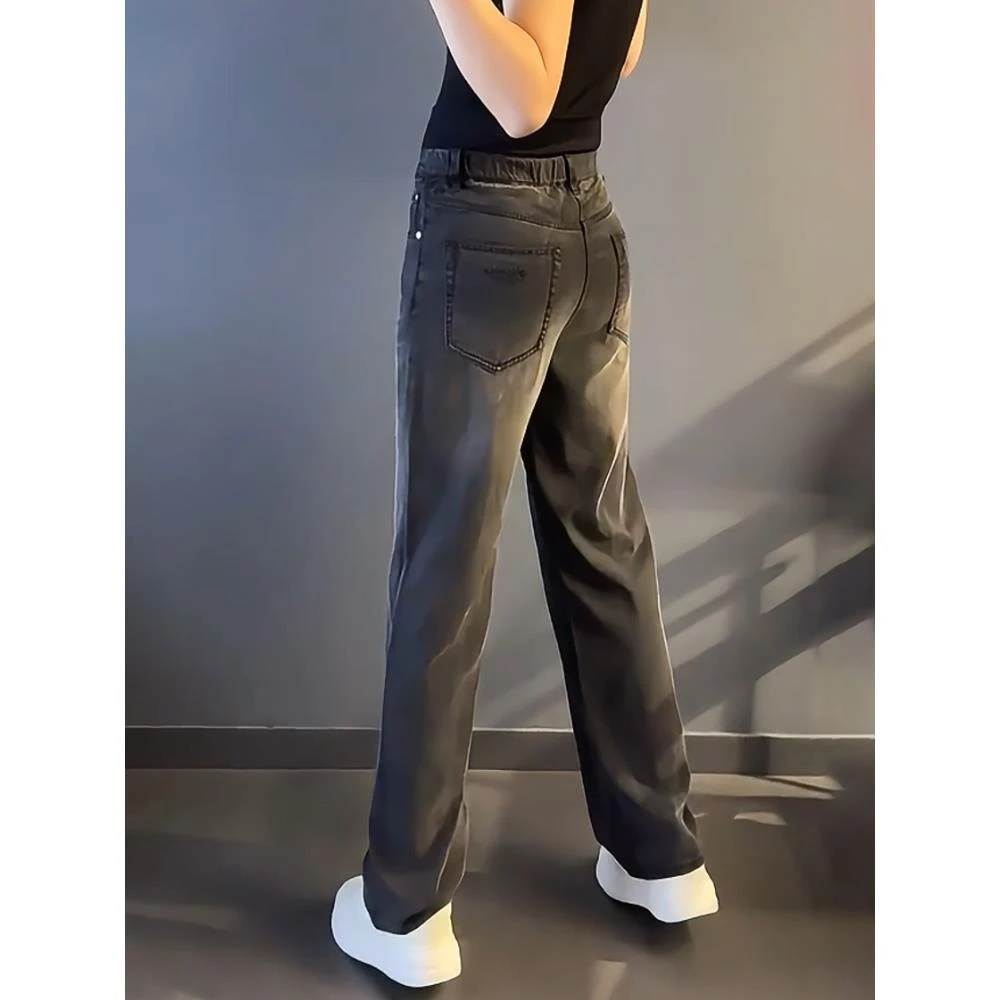 轻奢男装春秋新款男士时尚韩版设计感牛仔裤宽松直筒休闲裤长裤